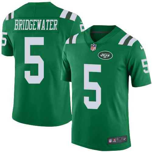 Youth Nike Jets 5 Teddy Bridgewater Green Color Rush Limited Jersey Dzhi